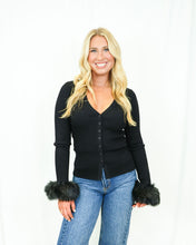 Load image into Gallery viewer, Show Me Your MUMU Sasha Top Black Knit | Faux Fur