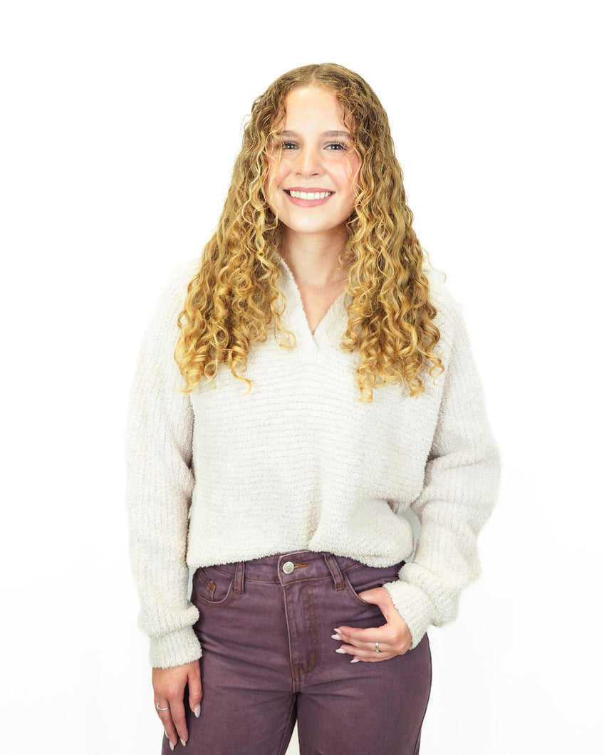 Barefoot Dreams CozyChic Dolman Sleeve Collared Pullover | Stone