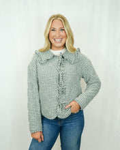 Load image into Gallery viewer, Karlie Gingham Check Collar Novelty Jacket | Green