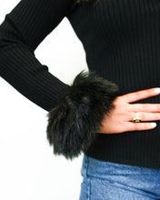Load image into Gallery viewer, Show Me Your MUMU Sasha Top Black Knit | Faux Fur