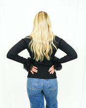 Load image into Gallery viewer, Show Me Your MUMU Sasha Top Black Knit | Faux Fur