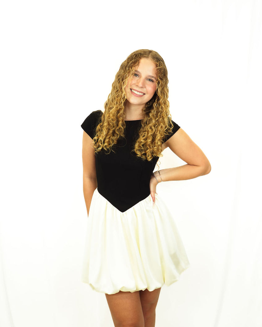 Adelyn Rae Color Blocked Bubble Mini Dress
