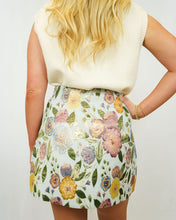 Load image into Gallery viewer, Aureum Jacquard Button Down Mini Skirt | Blue Floral