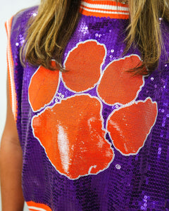 Queen of Sparkles Clemson Paw Sequin Sweater