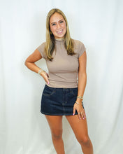 Load image into Gallery viewer, Mika Rib Cap Sleeve Mock Neck Top | Clay Taupe
