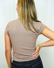 Load image into Gallery viewer, Mika Rib Cap Sleeve Mock Neck Top | Clay Taupe