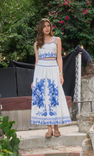 Load image into Gallery viewer, Moon River Sleeveless Crop Top Floral Detail Woven Top | Off White Multi