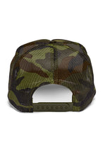 Load image into Gallery viewer, Friday Feelin&#39; Support Day Drinking Trucker Hat in Camo