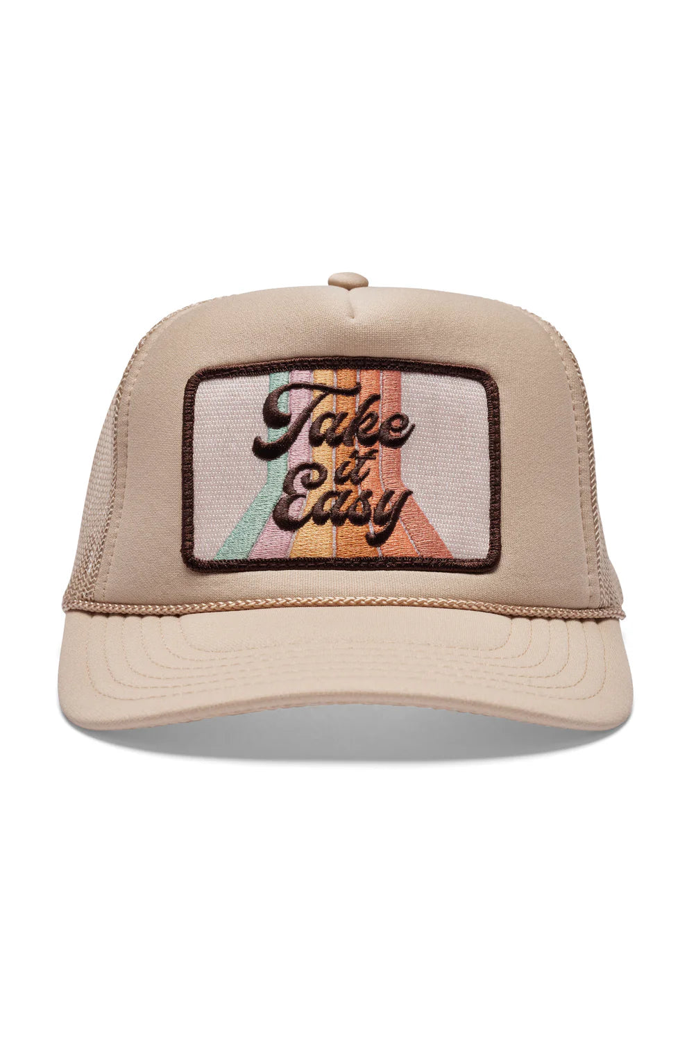 Friday Feelin' Take It Easy Trucker Hat in Tan