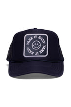 Load image into Gallery viewer, Friday Feelin&#39; Take It Easy Trucker Hat in Navy