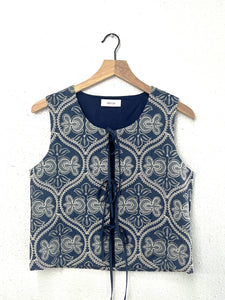 Greylin Romy Embroidered Tie Front Shell Top