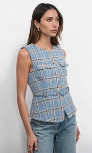 Greylin Sloane Belted Plaid Vest