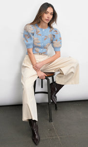 Greylin Taly Floral Puff Sleeve Cardigan