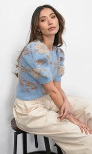 Greylin Taly Floral Puff Sleeve Cardigan