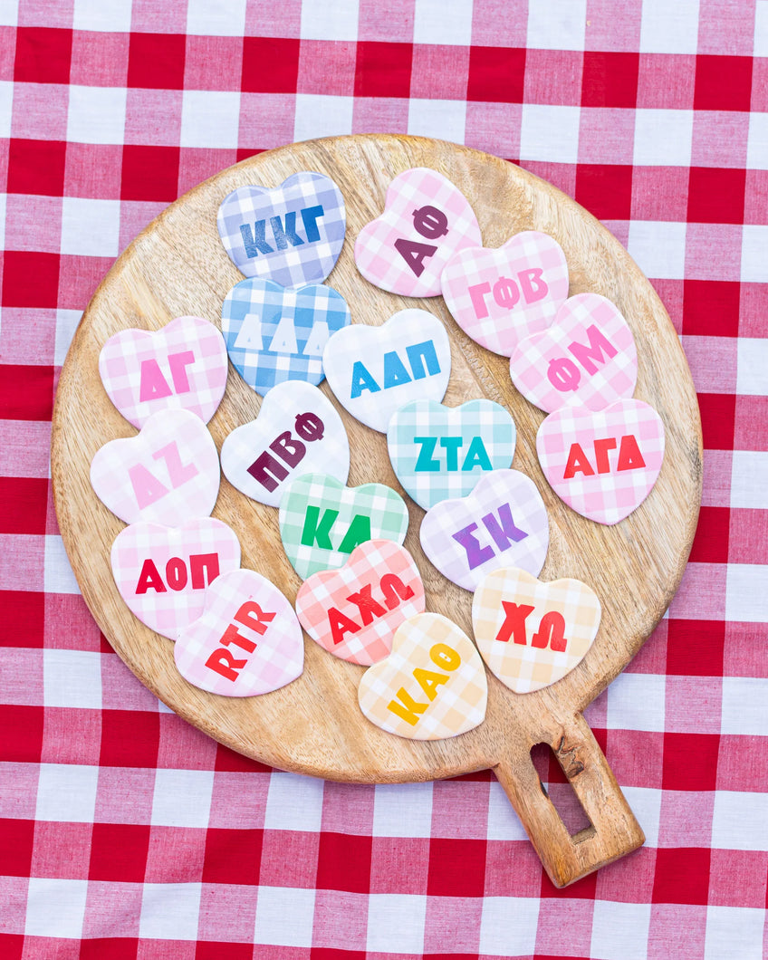 Sorority Gingham Heart Buttons