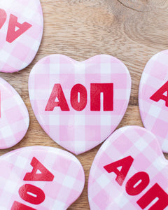 Sorority Gingham Heart Buttons