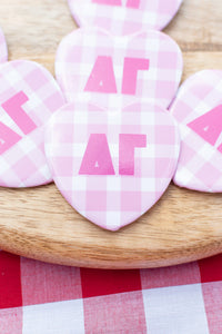 Sorority Gingham Heart Buttons