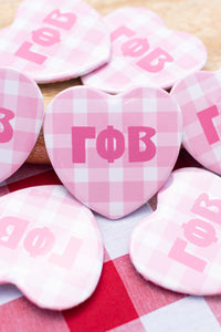 Sorority Gingham Heart Buttons
