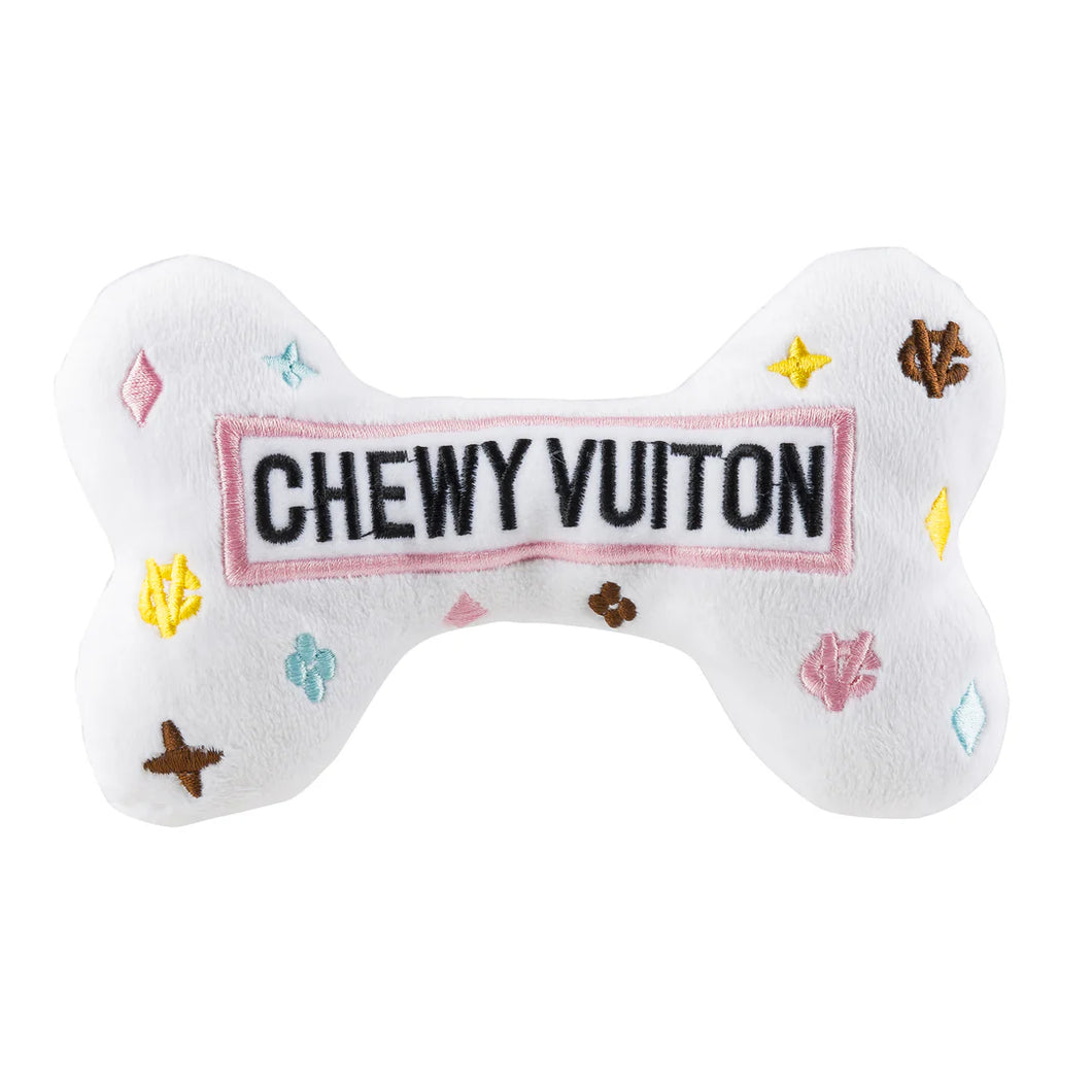 White Chewy Vuitton Bone Dog Toy