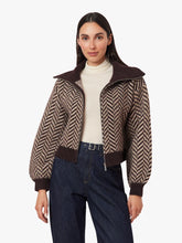 Load image into Gallery viewer, Habitual Herringbone Zip Front Cardigan | Chocolate