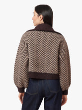 Load image into Gallery viewer, Habitual Herringbone Zip Front Cardigan | Chocolate