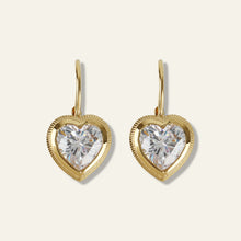 Load image into Gallery viewer, HART Bezel Heart Drop Earrings