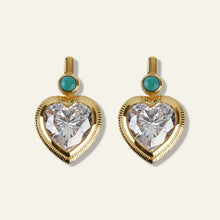 Load image into Gallery viewer, HART Bezel Heart Earrings with Turquoise