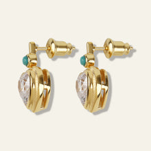 Load image into Gallery viewer, HART Bezel Heart Earrings with Turquoise