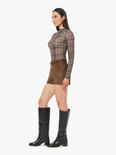 Load image into Gallery viewer, Habitual Vegan Suede Micro Mini Shorts | Teak