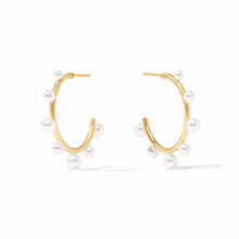 Load image into Gallery viewer, Julie Vos Gold Hydra Stone Hoop | Pearl | Medium