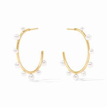 Load image into Gallery viewer, Julie Vos Gold Hydra Stone Hoop | Pearl | Large