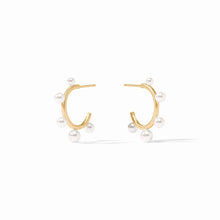 Load image into Gallery viewer, Julie Vos Gold Hydra Stone Hoop | Pearl | Small