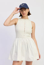 Load image into Gallery viewer, En Saison Candace Mixed Media Mini Dress | White