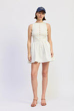 Load image into Gallery viewer, En Saison Candace Mixed Media Mini Dress | White