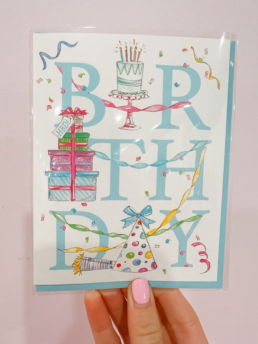 Handpainted Birthday Party Icons Greeting Card