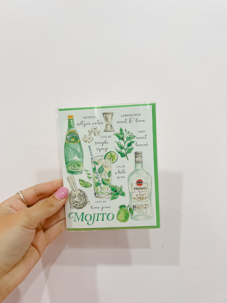 Handpainted Mojito Recipe Greeting Card