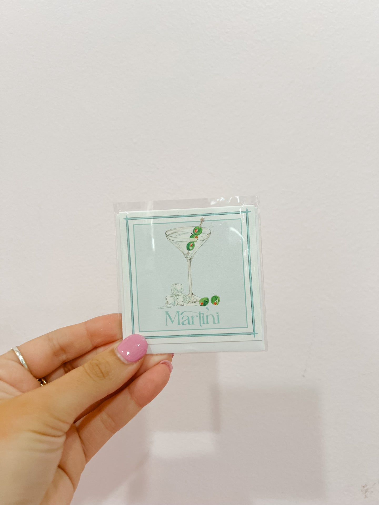 Handpainted Martini Enclosure Card