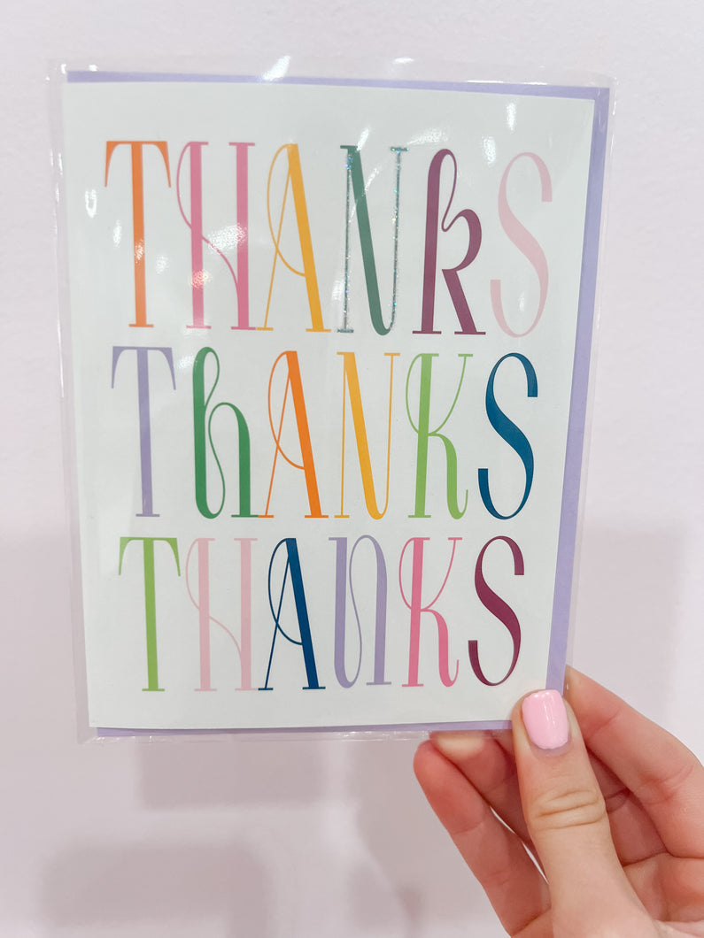 Handpainted Thanks Thanks Thanks Greeting Card