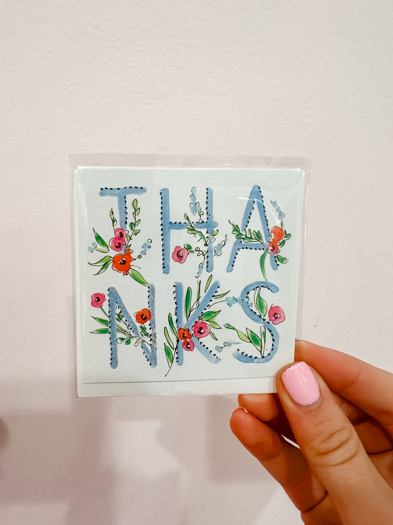 Handpainted Thanks Floral Enclosure Card