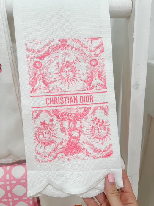 Scalloped Guest Towel | Toile Pink