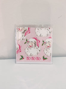 Ho Ho Ho Pink Santa Pattern Enclosure Card