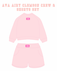 PRE-ORDER Ava Airy Clemson Crew & Shorts Set | Pink