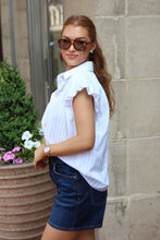 Load image into Gallery viewer, Karlie Stripe Bubble Button Up Top
