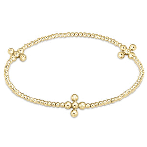 enewton Signature Cross Gold Pattern 2mm Bead Bracelet - Classic Beaded Signature Cross Gold - 3mm Bead Gold