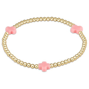 enewton egirl Signature Cross Gold Pattern 3mm Bead Bracelet - Pink