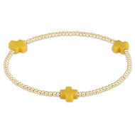 enewton Signature Cross Gold Pattern 2mm Bead Bracelet - Canary
