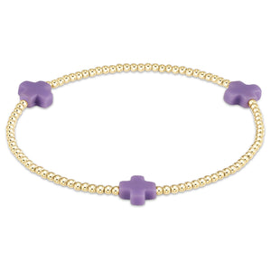 enewton Signature Cross Gold Pattern 2mm Bead Bracelet - Purple