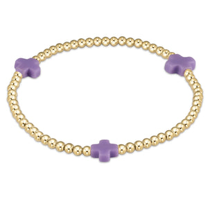 enewton Signature Gold Cross Pattern 3mm Bead Bracelet - Purple