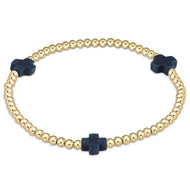 enewton Signature Cross Gold Pattern 3mm Bead Bracelet - Navy