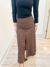 Load image into Gallery viewer, Habitual Suede Midi Skirt With Front Slit | Chocolate Torte